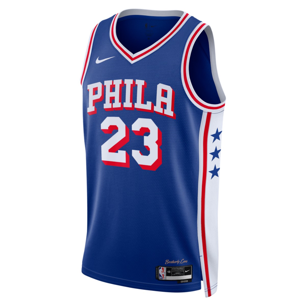 Unisex Philadelphia 76ers Lebron James #23 Royal Swingman Jersey - Icon Edition (back view)