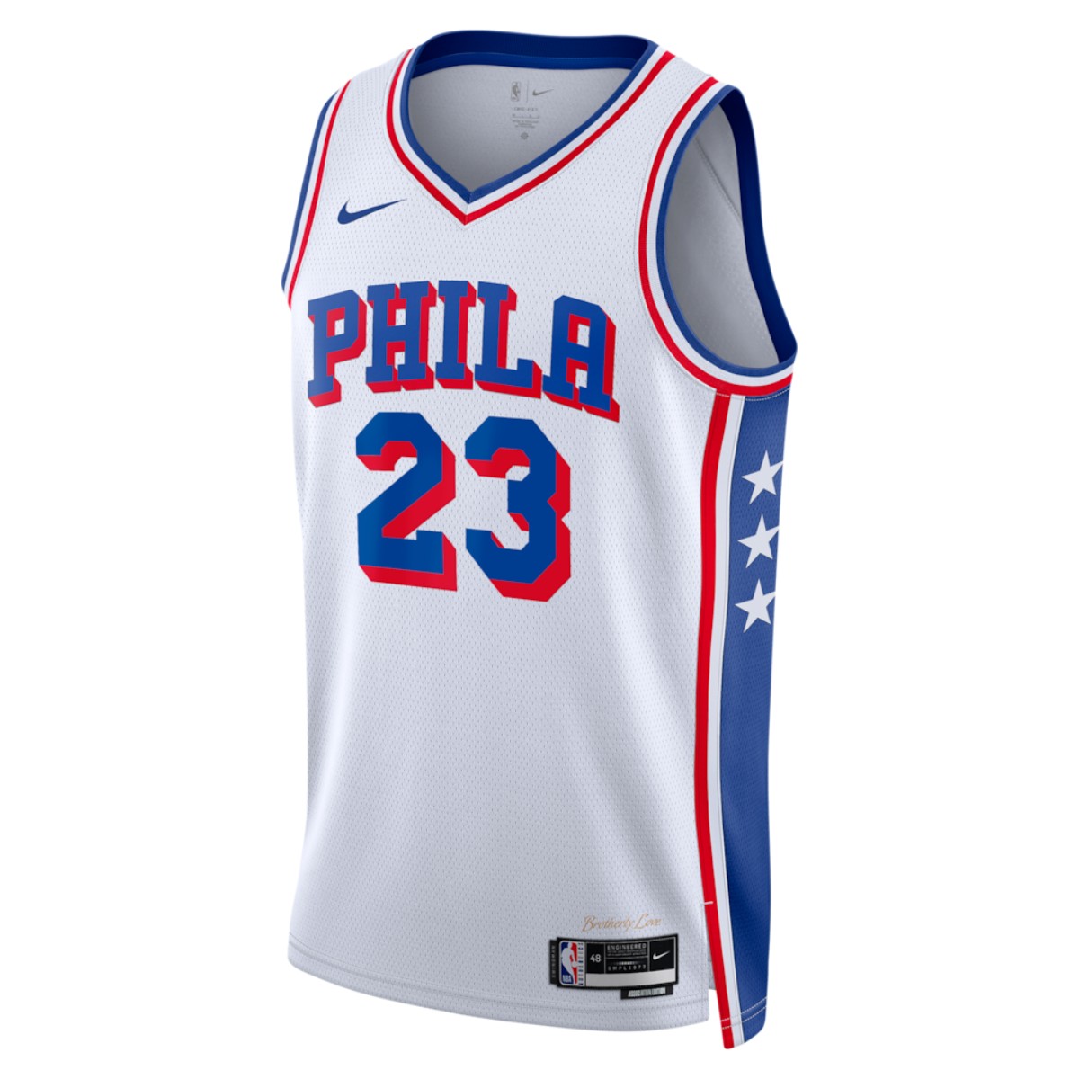 Unisex Philadelphia 76ers Lebron James #23 White Swingman Jersey - Association Edition (back view)