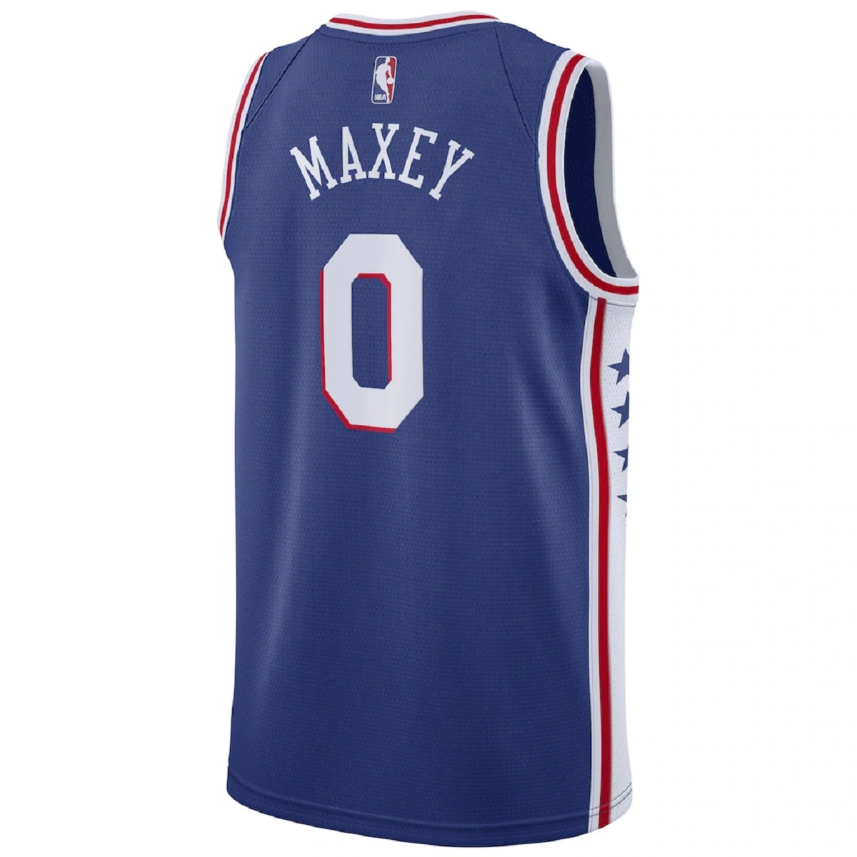 Unisex Philadelphia 76ers Tyrese Maxey #0 Royal Swingman Jersey - Icon Edition (back view)