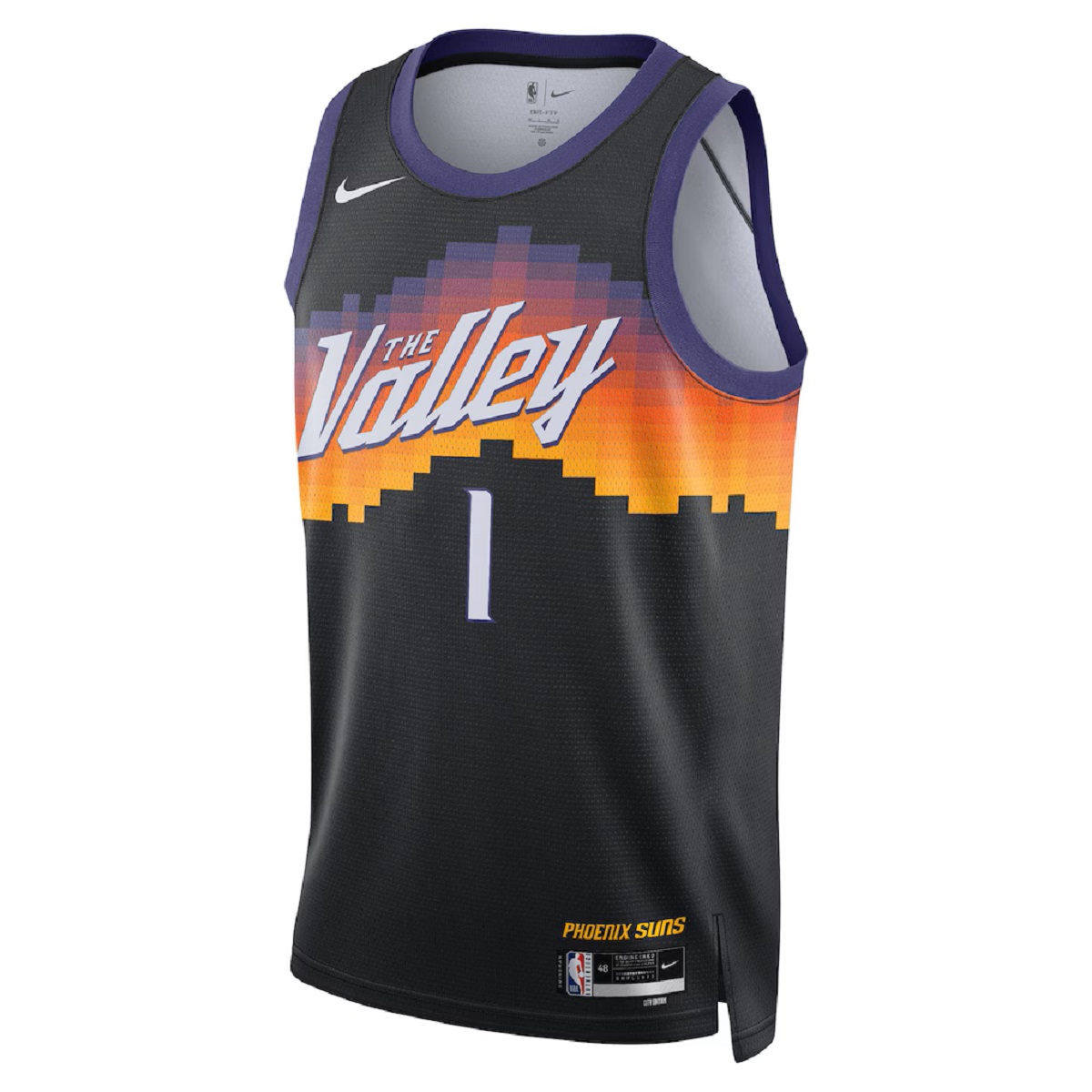 Unisex Phoenix Suns Devin Booker #1 Black Swingman Jersey 2025/26 - City Edition (back view)
