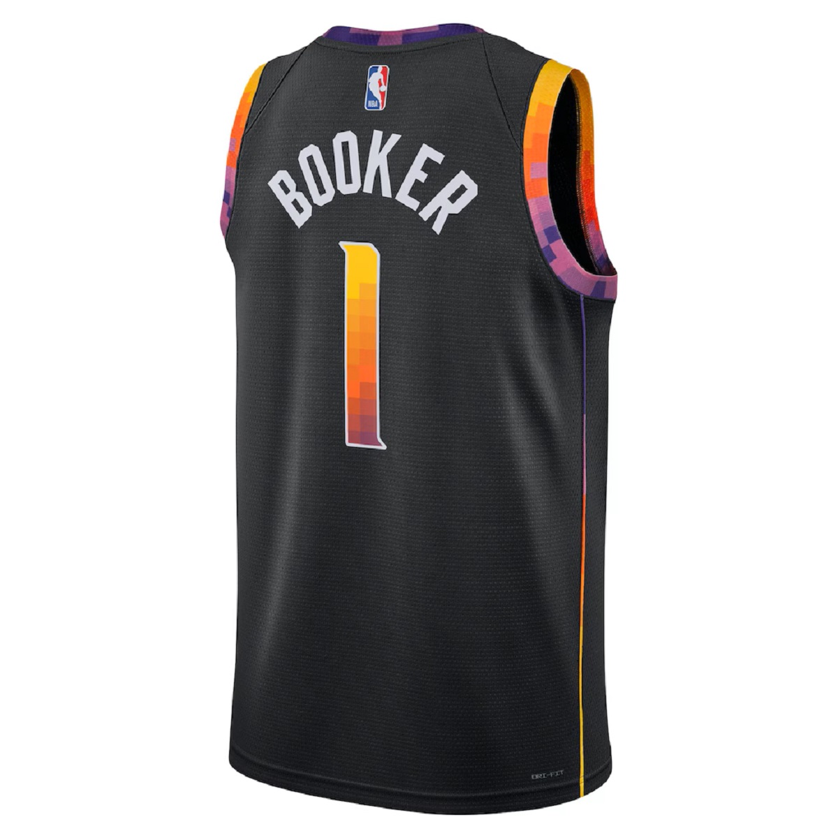 Unisex Phoenix Suns Devin Booker #1 Black Swingman Jersey - Statement Edition (back view)
