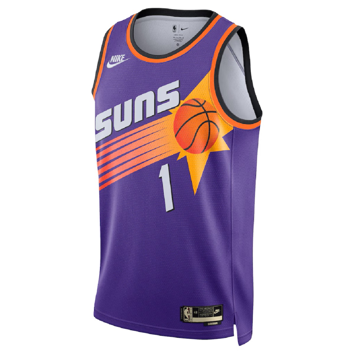 Unisex Phoenix Suns Devin Booker #1 Purple Swingman Jersey - Classic Edition (back view)