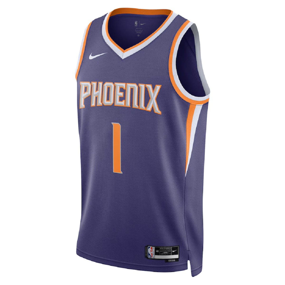 Unisex Phoenix Suns Devin Booker #1 Purple Swingman Jersey - Icon Edition (back view)