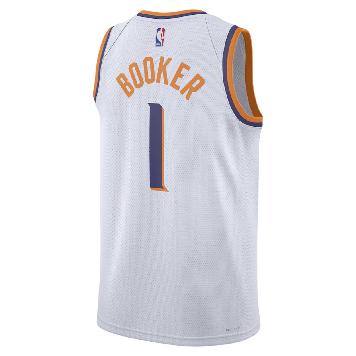 Unisex Phoenix Suns Devin Booker #1 White Swingman Jersey - Association Edition (back view)