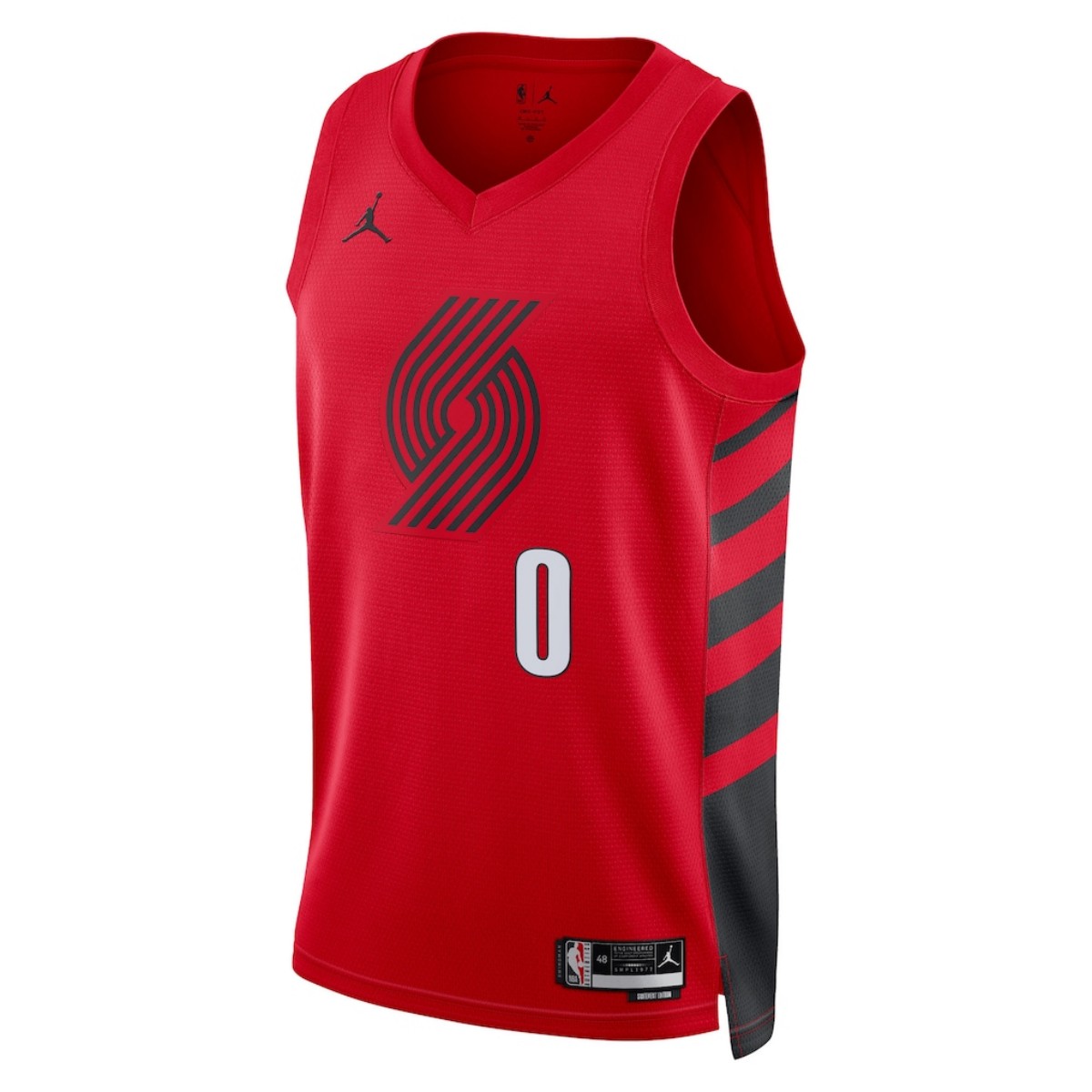 Unisex Portland Trail Blazers Damian Lillard #0 Red Swingman Jersey - Statement Edition (back view)