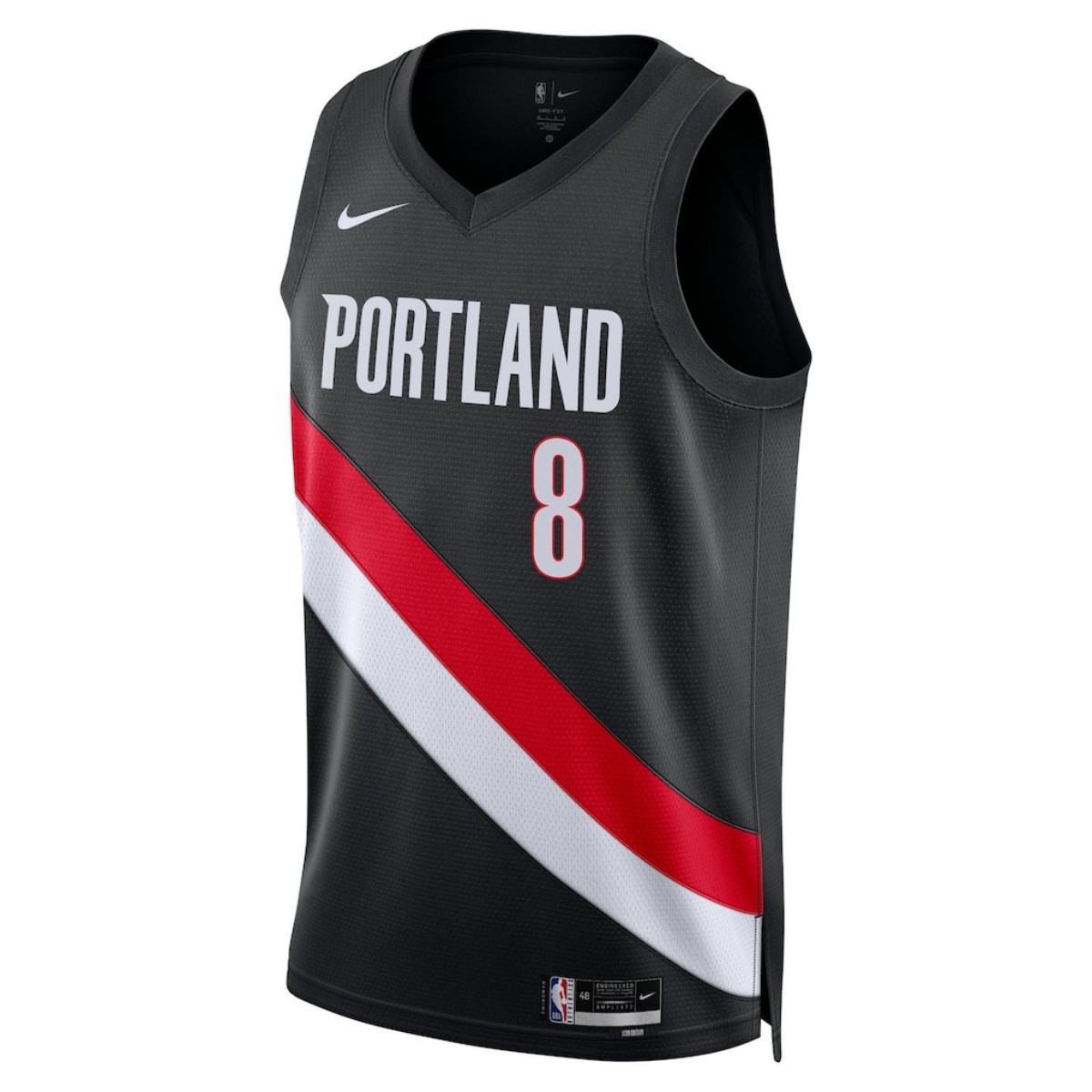 Unisex Portland Trail Blazers Deni Avdija #8 Black Swingman Jersey - Icon Edition (back view)