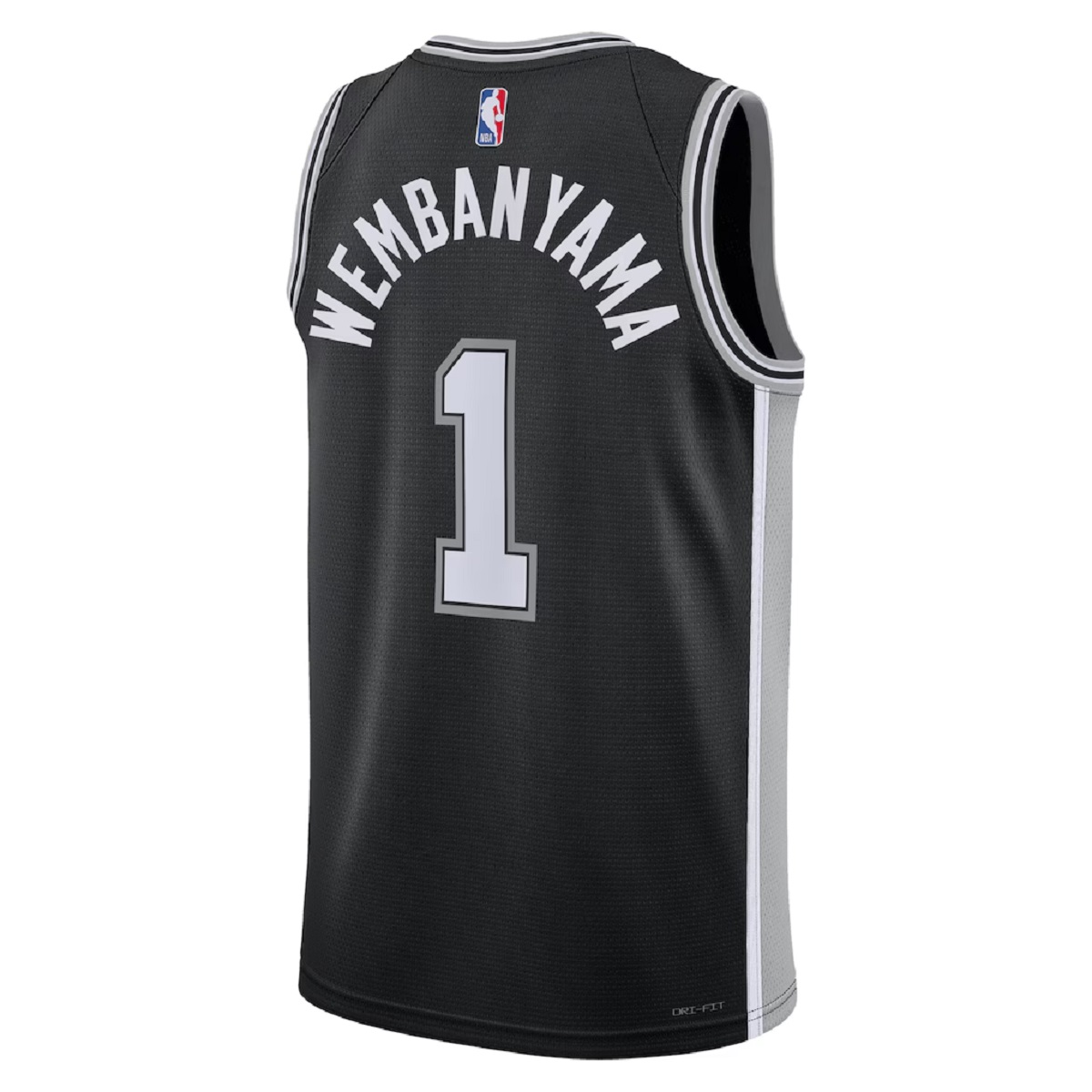 Unisex San Antonio Spurs Victor Wembanyama #1 Black Swingman Jersey - Icon Edition (back view)