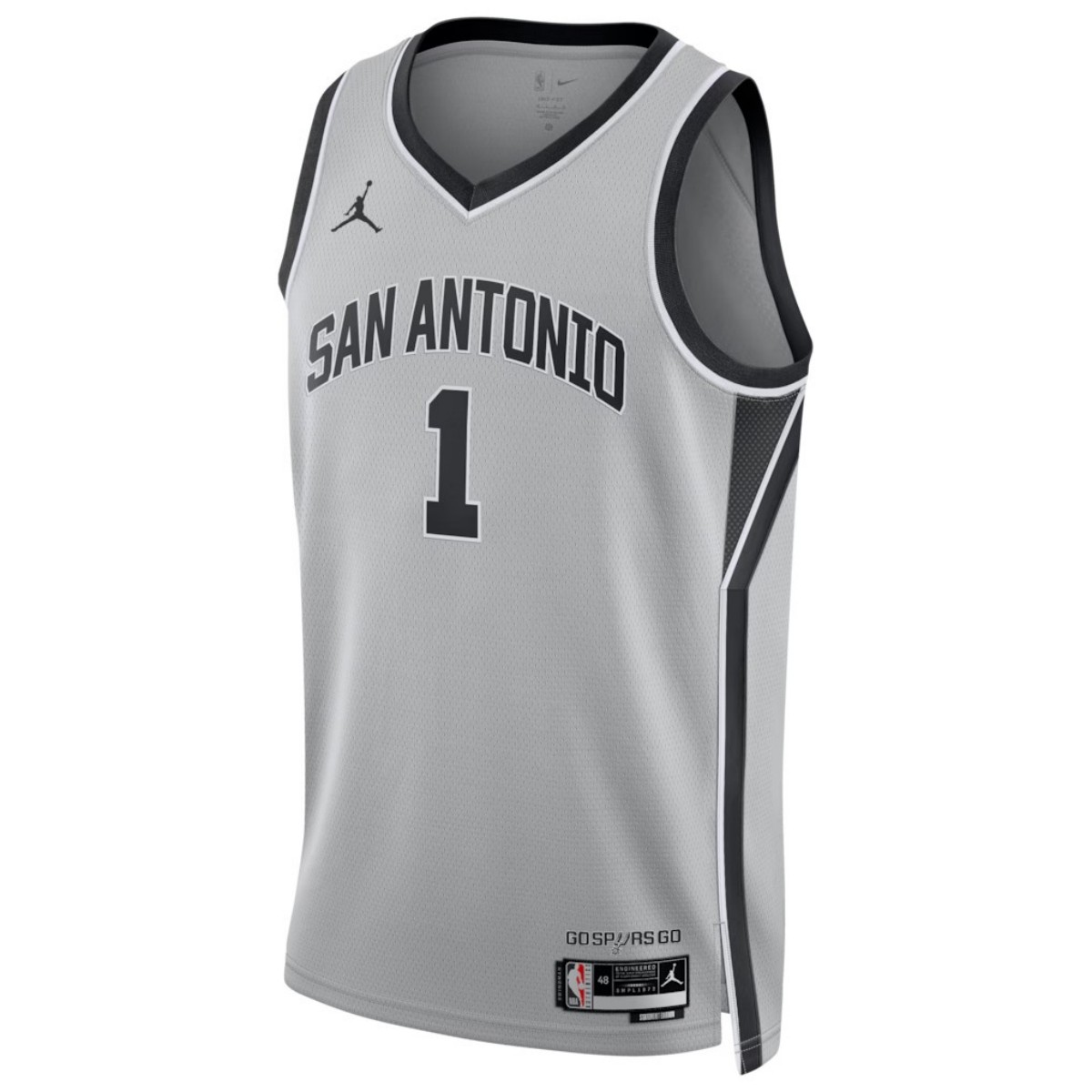 Unisex San Antonio Spurs Victor Wembanyama #1 Silver Swingman Jersey - Statement Edition (back view)