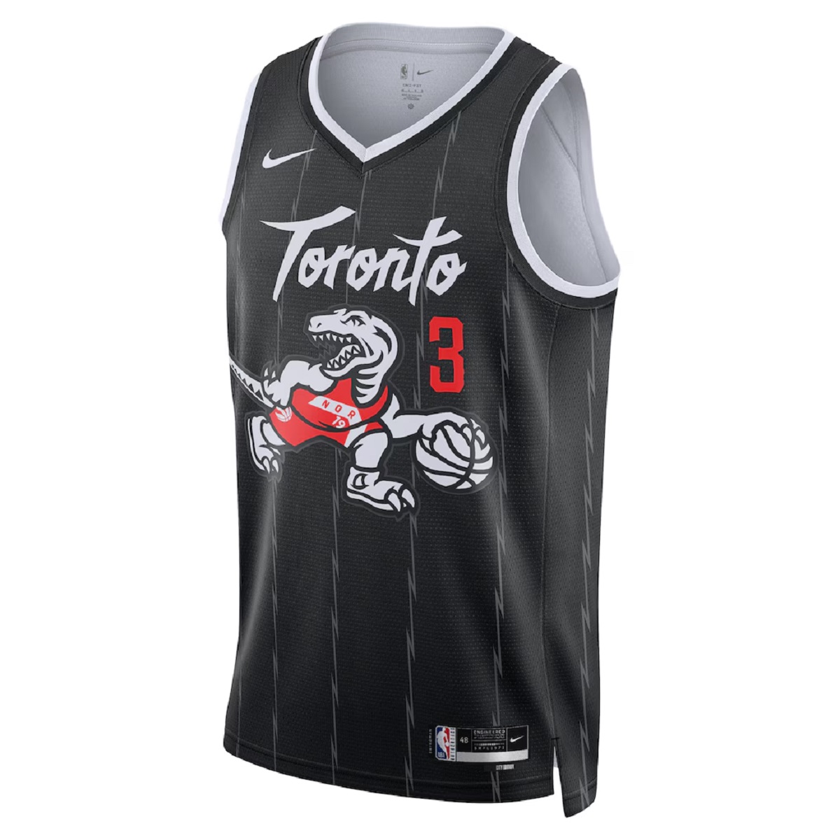 Unisex Toronto Raptors Brandon Ingram #3 Nike Black 2025/26 Swingman Jersey - City Edition (back view)