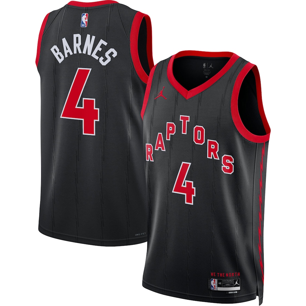 Unisex Toronto Raptors Scottie Barnes #4 Black Swingman Jersey - Statement Edition