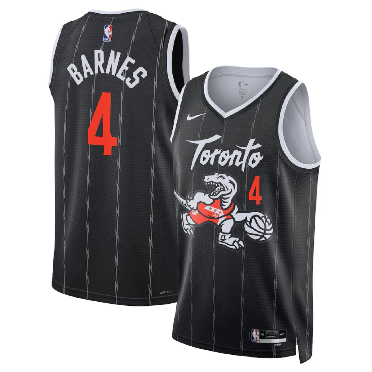 Unisex Toronto Raptors Scottie Barnes #4 Nike Black 2025/26 Swingman Jersey - City Edition