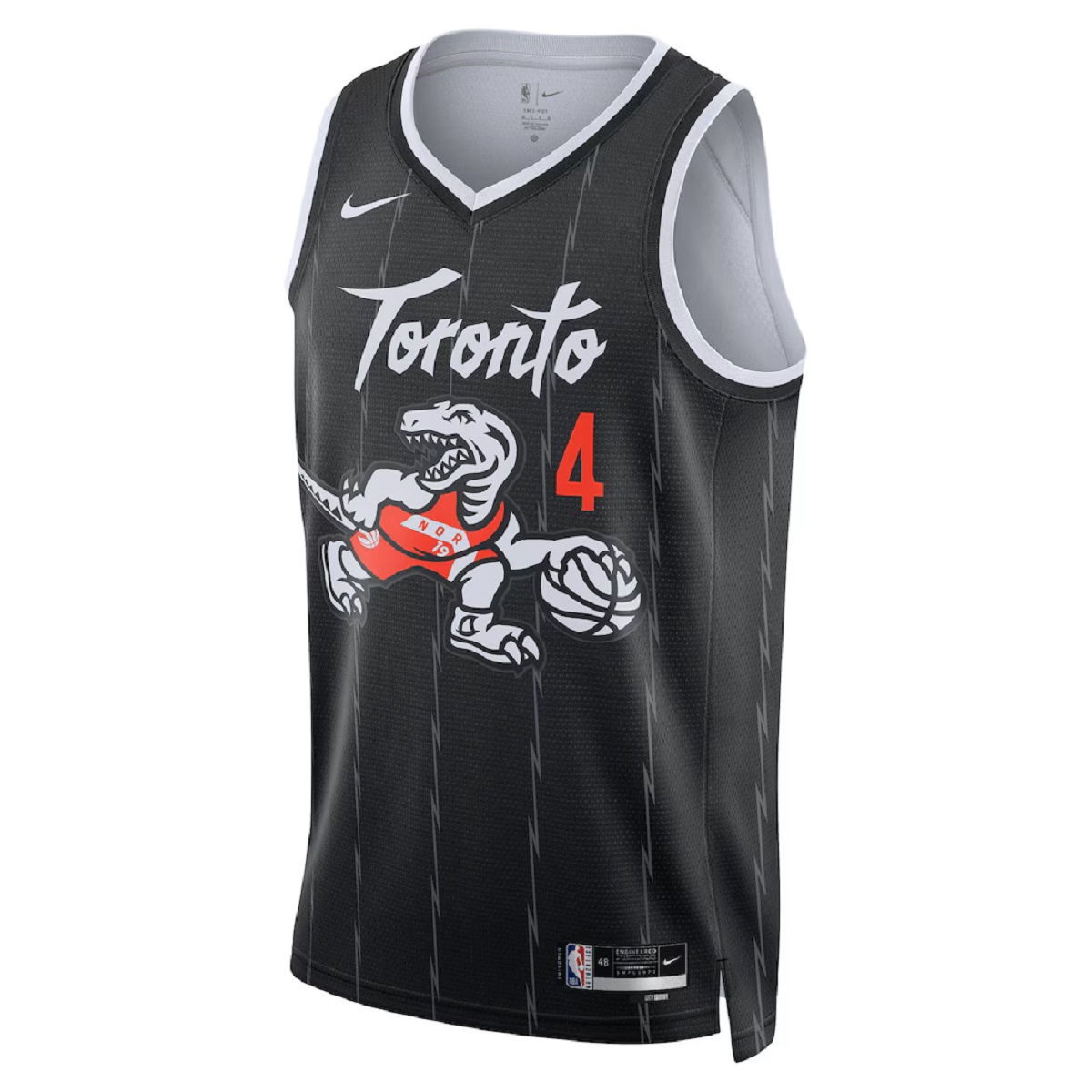 Unisex Toronto Raptors Scottie Barnes #4 Nike Black 2025/26 Swingman Jersey - City Edition (back view)
