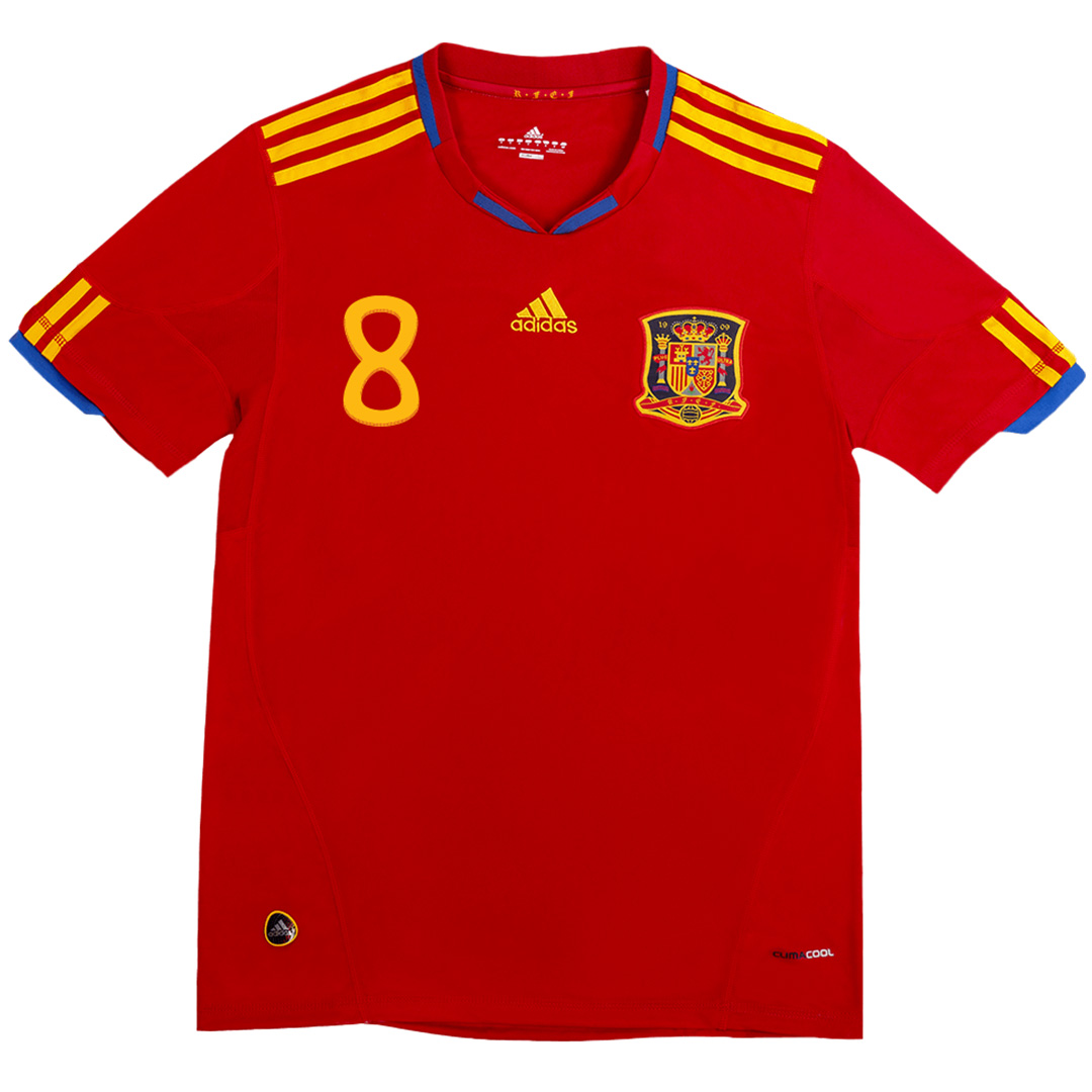 XAVI #8 Retro Spain Home Jersey 2010 (back view)