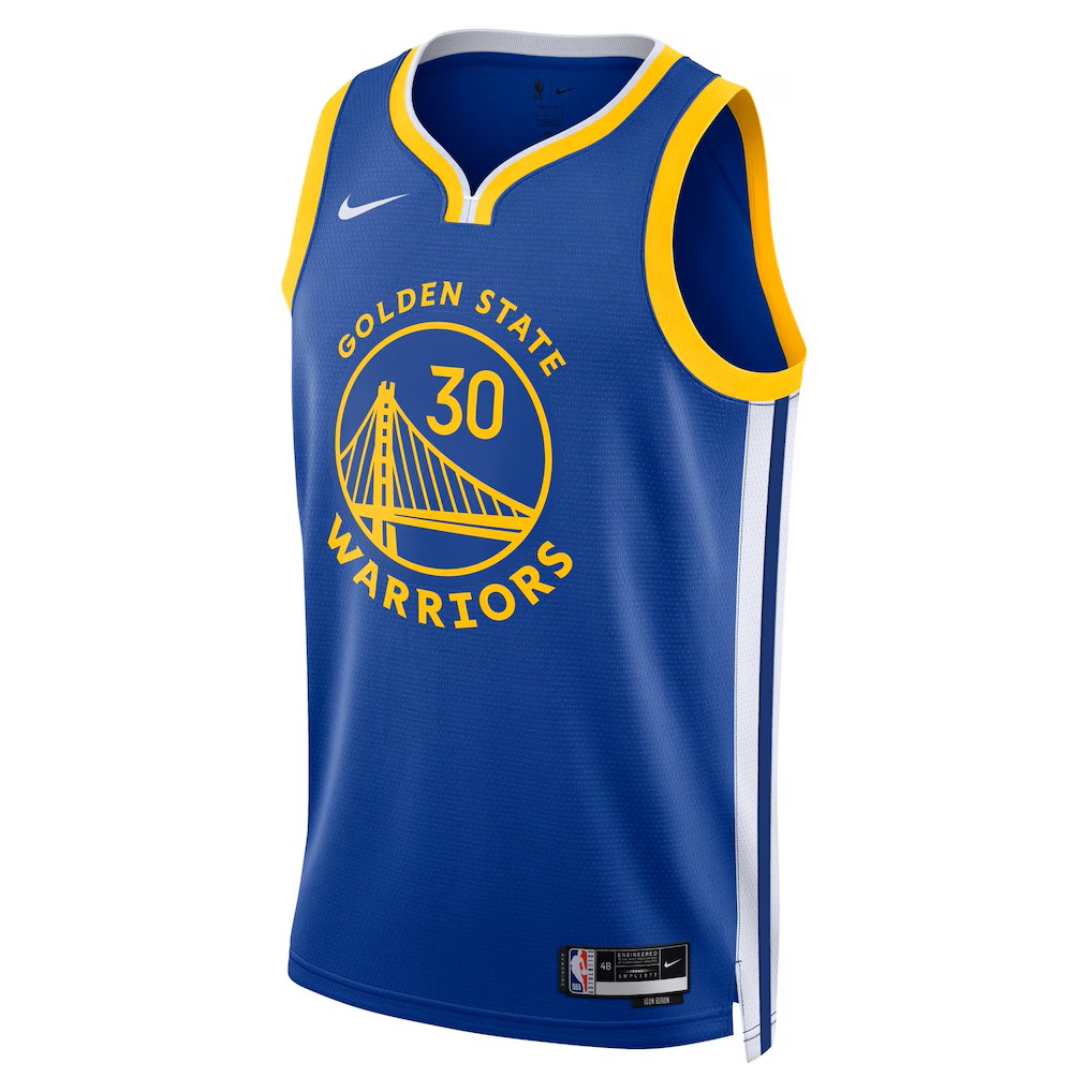 Youth Golden State Warriors Stephen Curry #30 Royal Swingman Jersey - Icon Edition (back view)
