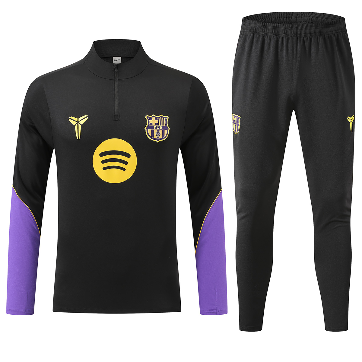 Barcelona 1/4 Zipper Sweat Kit(Top+Pants) Black 2026/27