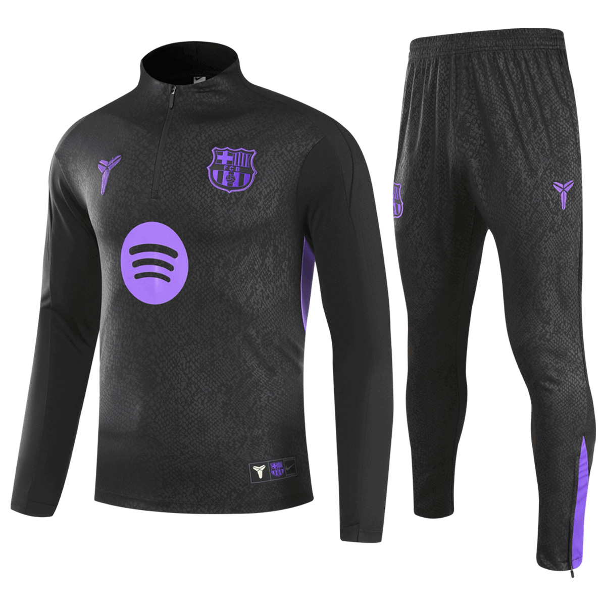 Barcelona Zipper Sweatshirt Kit(Top+Pants) Black 2025/26 (back view)