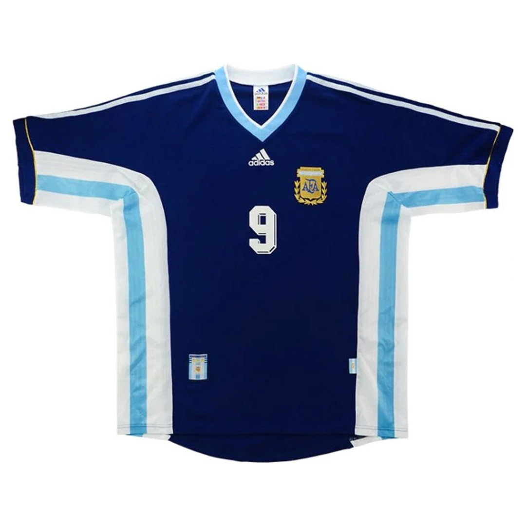 BATISTUTA #9 Retro Argentina Away Jersey World Cup 1998 (back view)