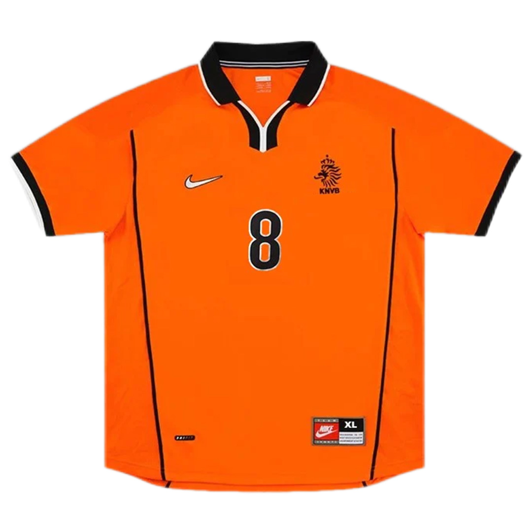 BERGKAMP #8 Retro Netherlands Home Jersey World Cup 1998 (back view)