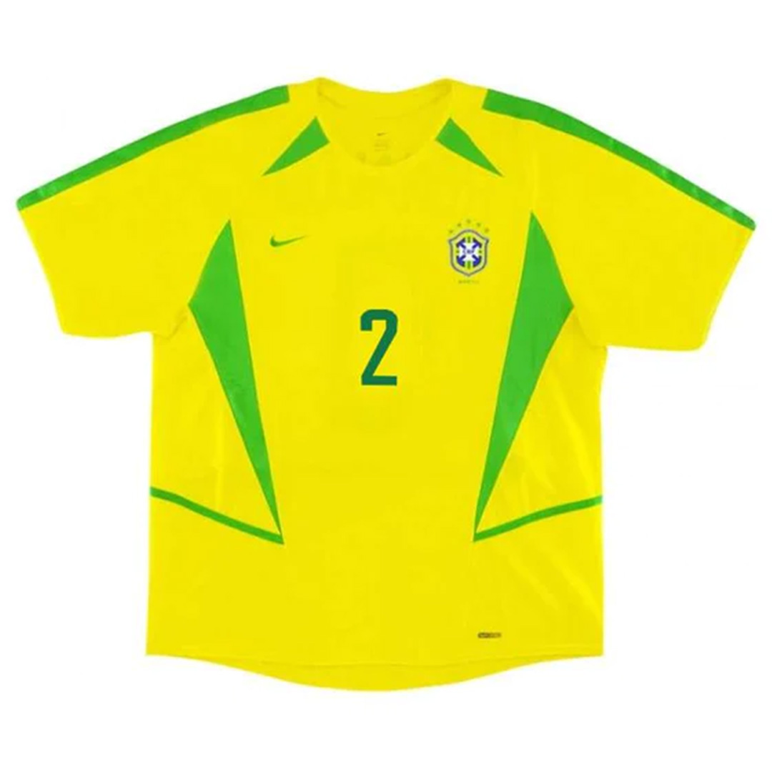 CAFU #2 Retro Brazil Home Jersey World Cup 2002 (back view)