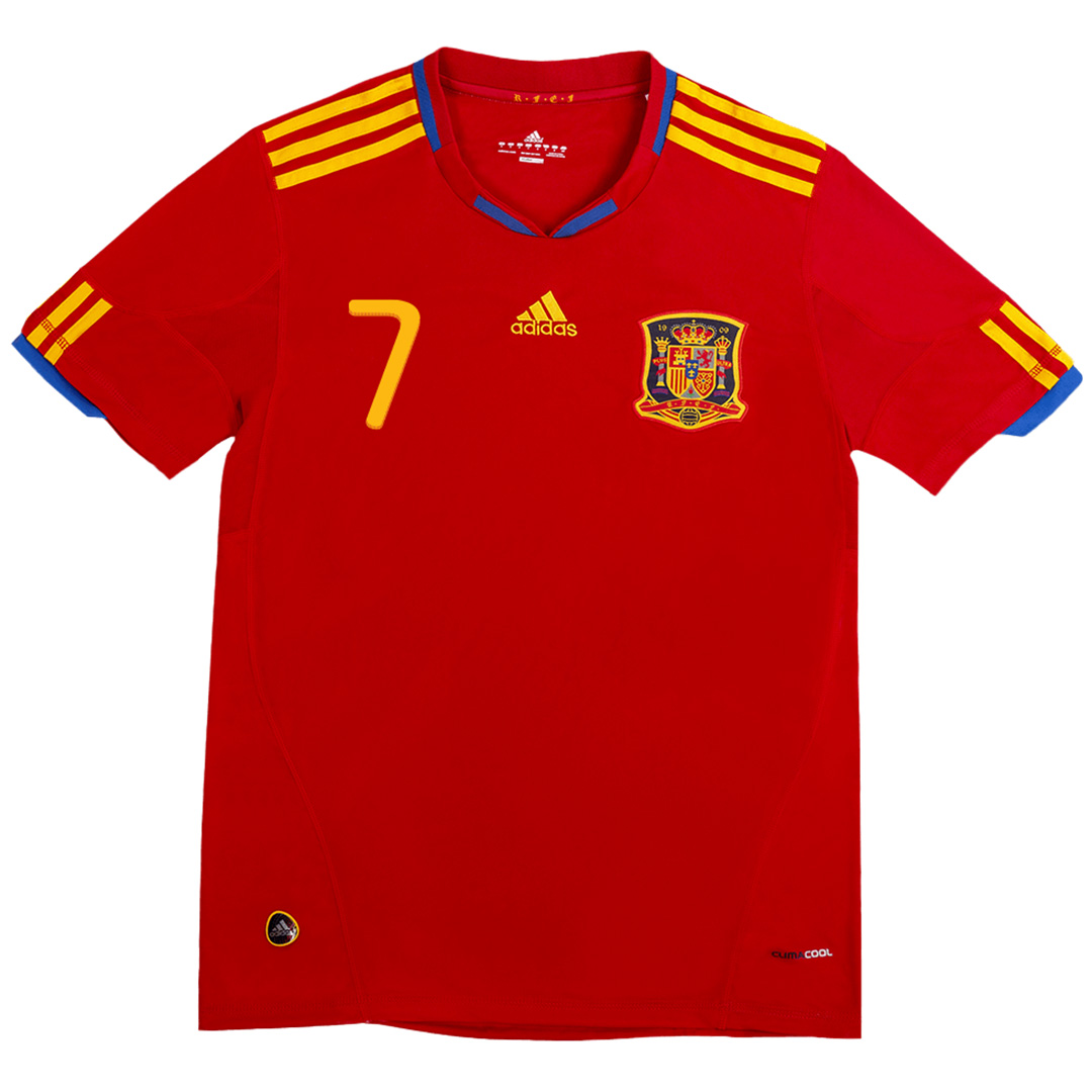 DAVID VILLA #7 Retro Spain Home Jersey 2010 (back view)