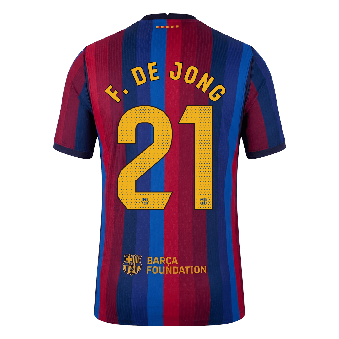 F. DE JONG #21 Barcelona Home Match Jersey Player Version 2026/27 (back view)