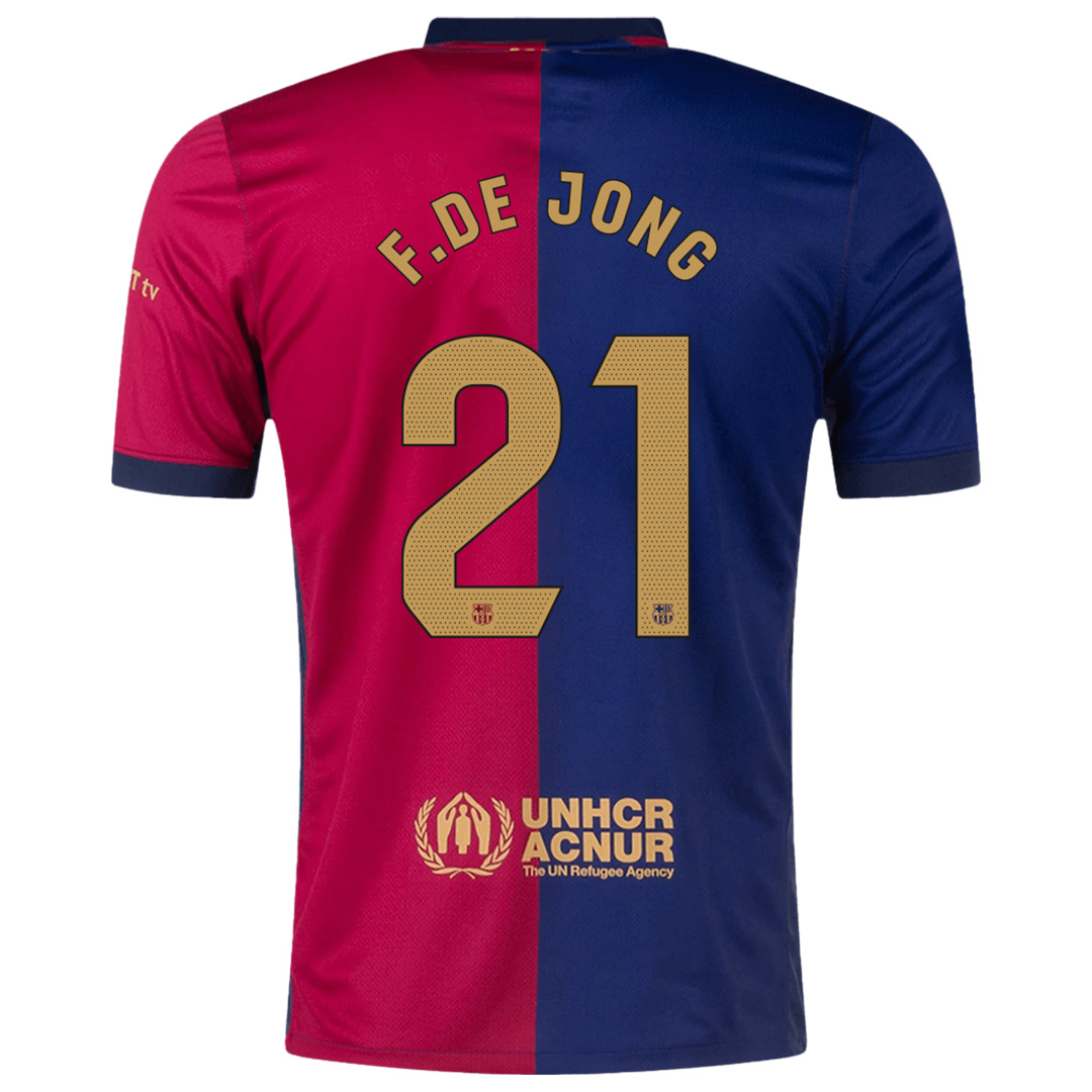 F.DE JONG #21 Barcelona Home Spotify Logo Without Text Jersey 2024/25 (back view)