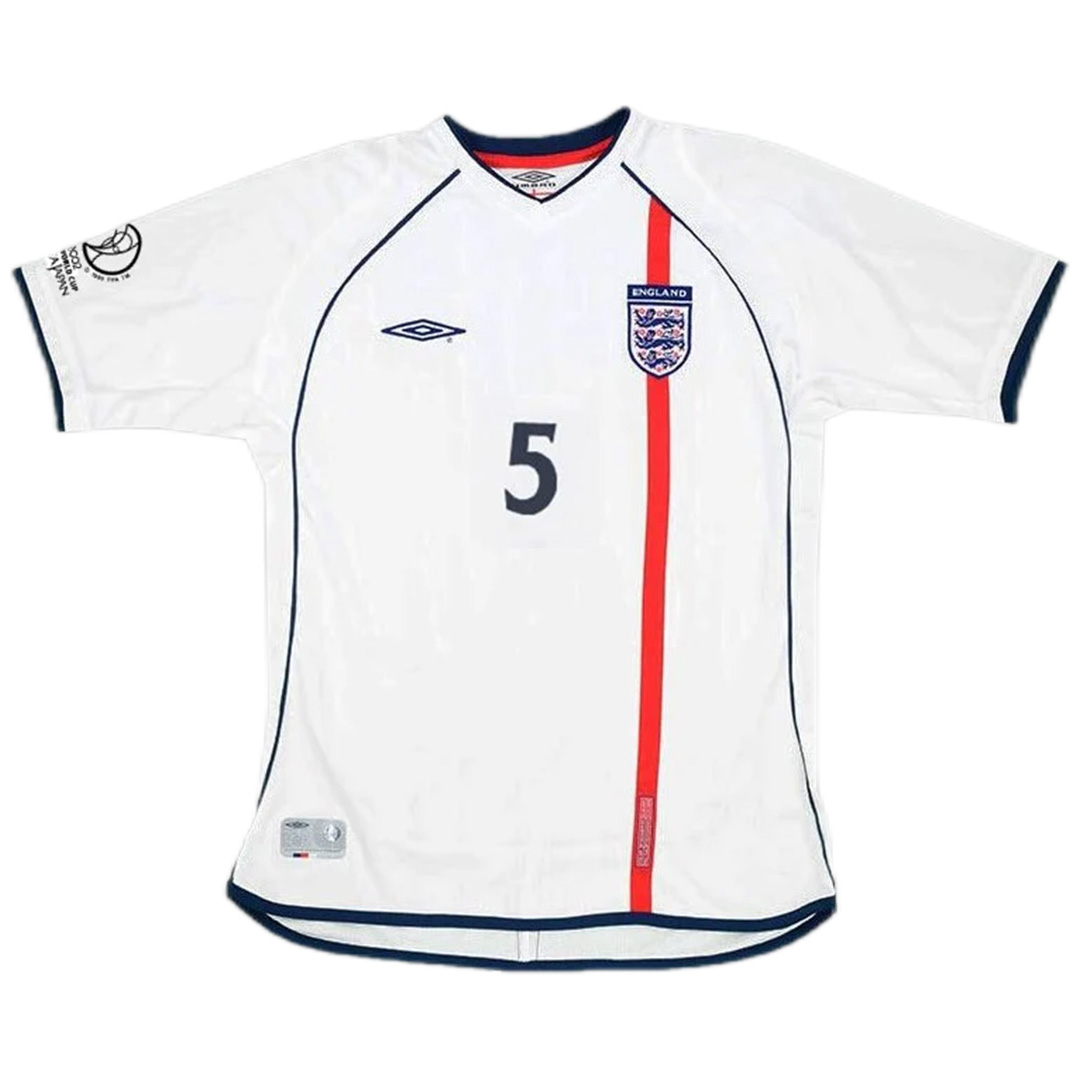 Ferdinand #5 Retro England Home Jersey World Cup 2002 (back view)