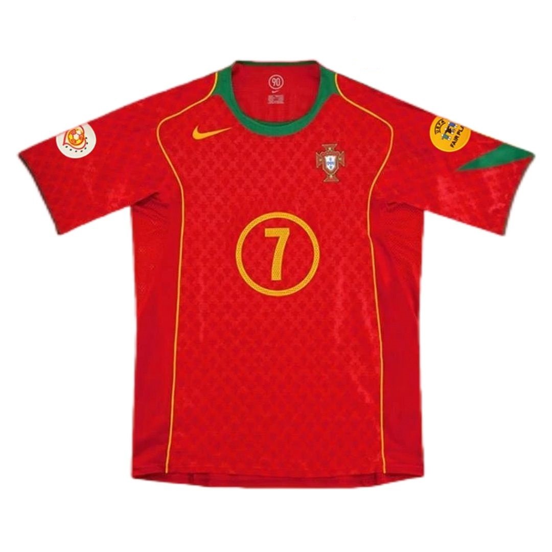 Figo #7 Retro Portugal Home Jersey Euro 2004 (back view)