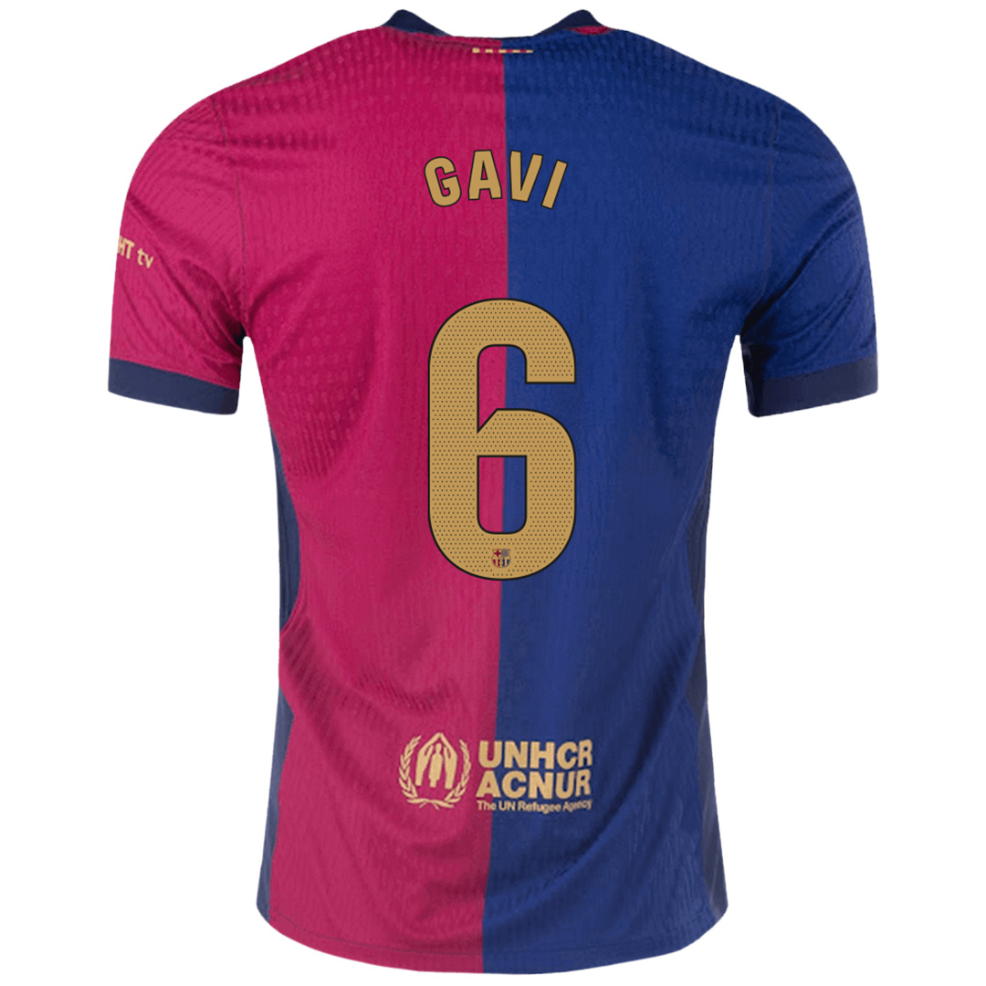 GAVI #6 Barcelona Home Spotify Logo Without Text Match Jersey 2024/25 (back view)