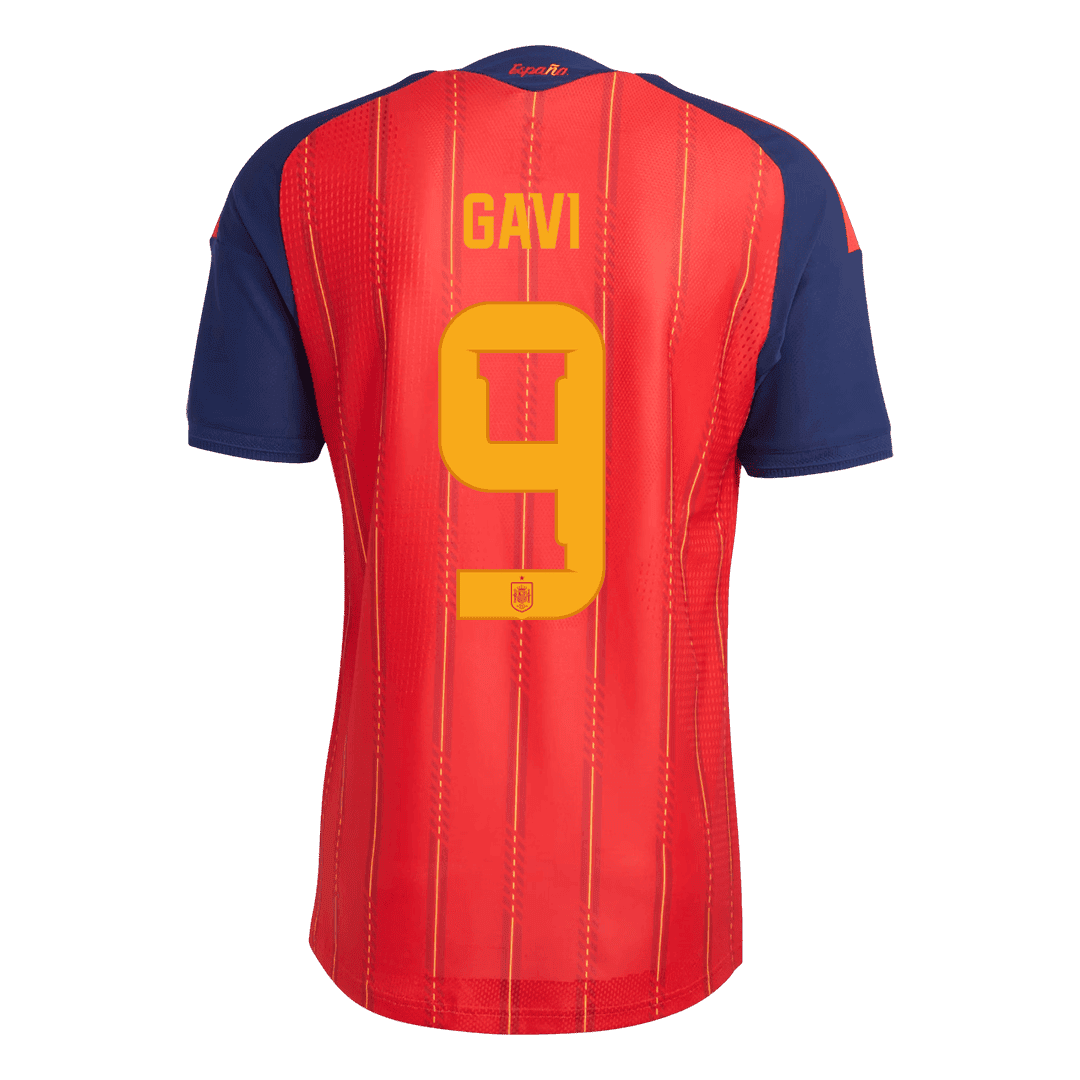 GAVI #9 Spain Home Winners 2 Star Match Jersey Player Version 2026 (back view)
