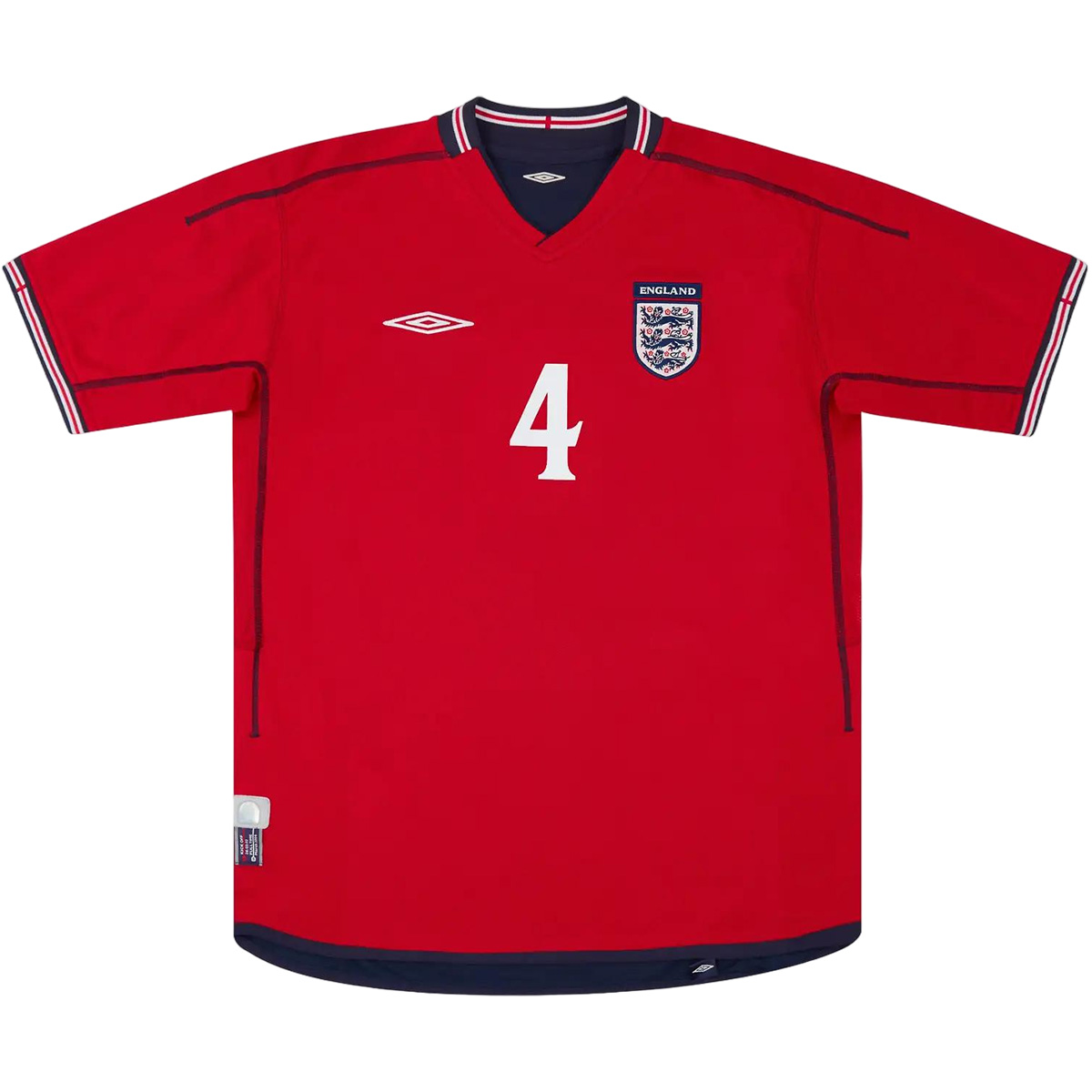 Gerrard #4 Retro England Away Jersey World Cup 2002 (back view)
