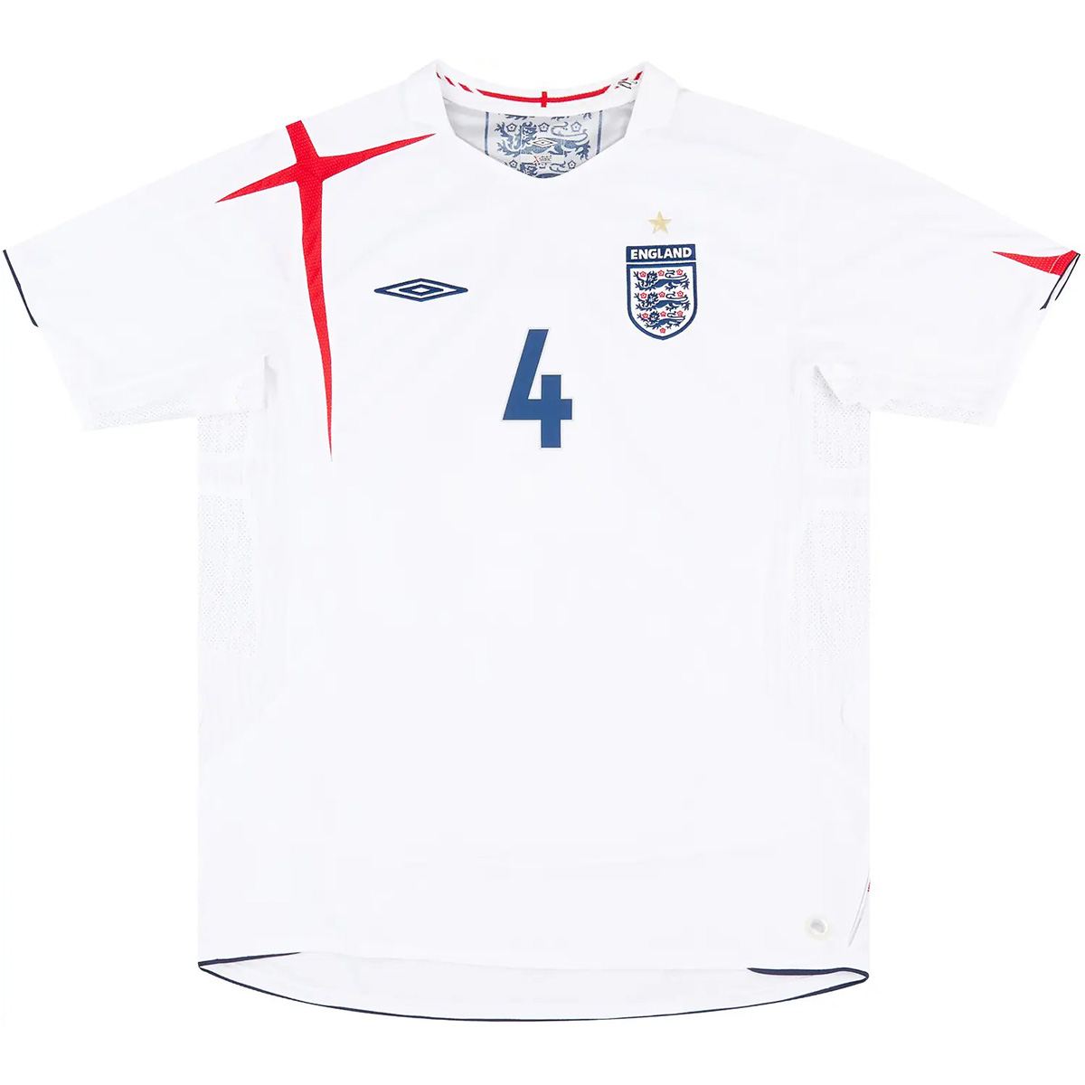 Gerrard #4 Retro England Home Jersey World Cup 2006 (back view)