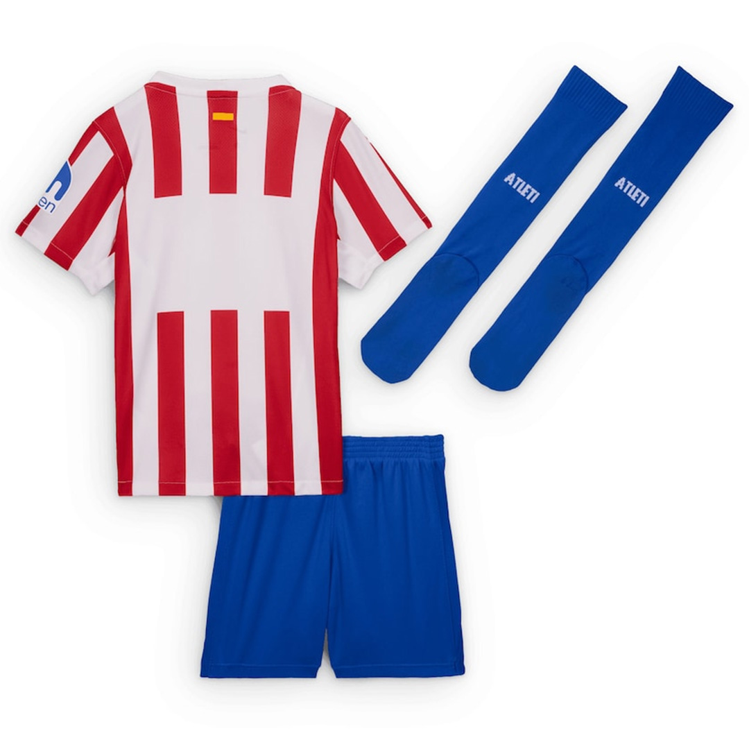 Kids Atletico Madrid Home Jersey Full Kit 2025/26 (back view)