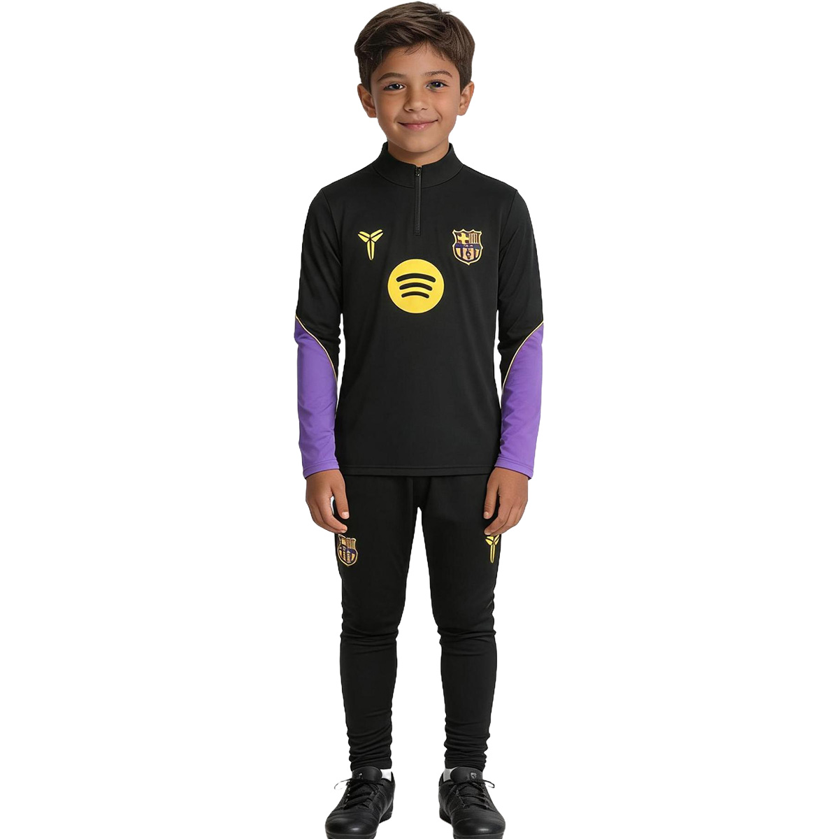 Kids Barcelona 1/4 Zipper Sweat Kit(Top+Pants) Black 2026/27