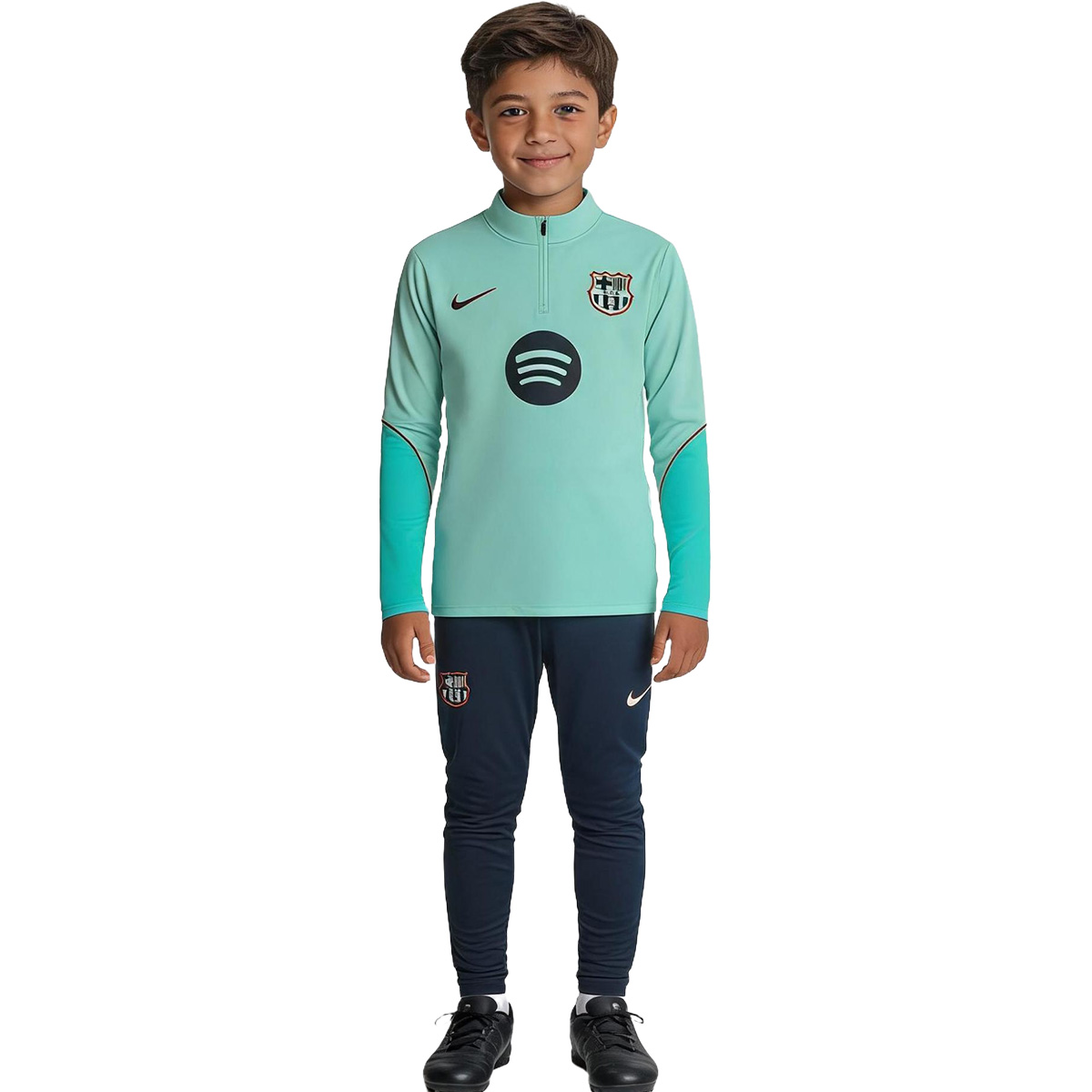 Kids Barcelona 1/4 Zipper Sweat Kit(Top+Pants) Green 2026/27