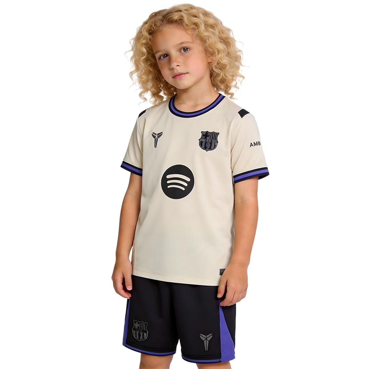 Kids Barcelona Away Jersey Kit 2025/26 (back view)