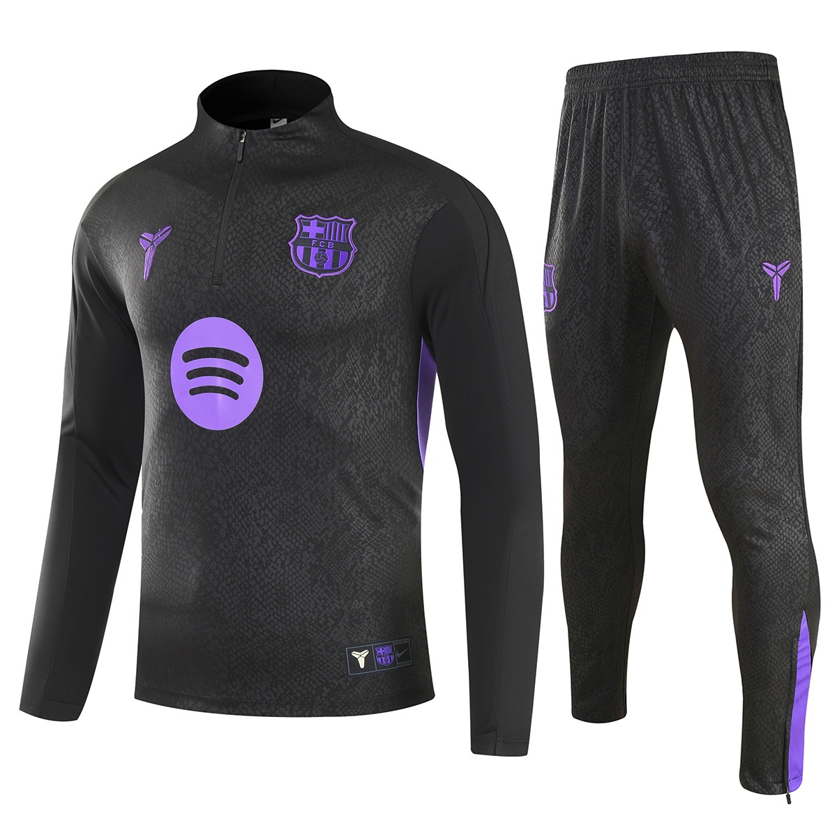 Kids Barcelona x Kobe Bryant 1/4 Zipper Sweat Kit(Top+Pants) Black 2025/26 (back view)
