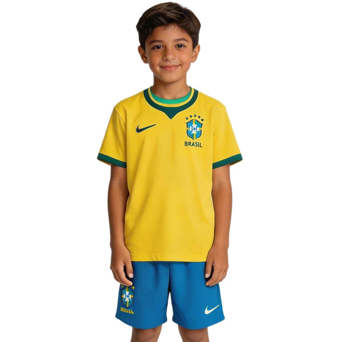 Kids Brazil Home Jersey Kit World Cup 2026 (back view)