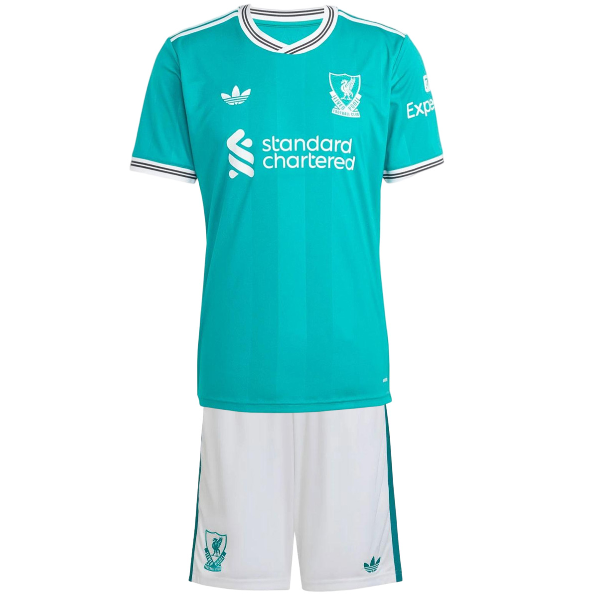 Kids Liverpool Third Jersey Full Kit 2025/26 (back view)