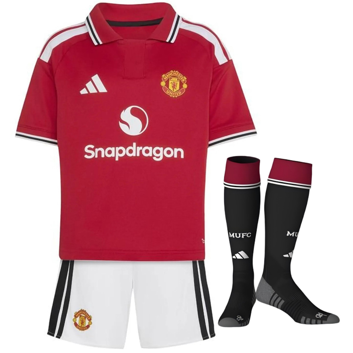 Kids Manchester United Home Jersey Full Kit 2026/27 (back view)