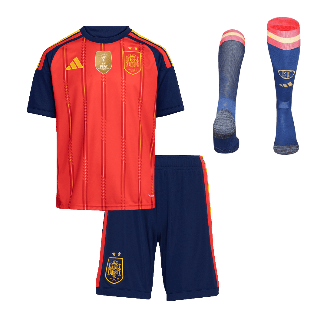 Kids Spain Home 2 Star Jersey Full Kit World Cup 2026 (back view)