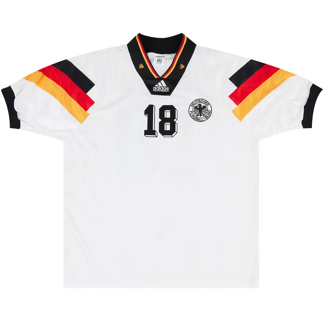 KLINSMANN #18 Retro Germany Home Jersey 1992 (back view)
