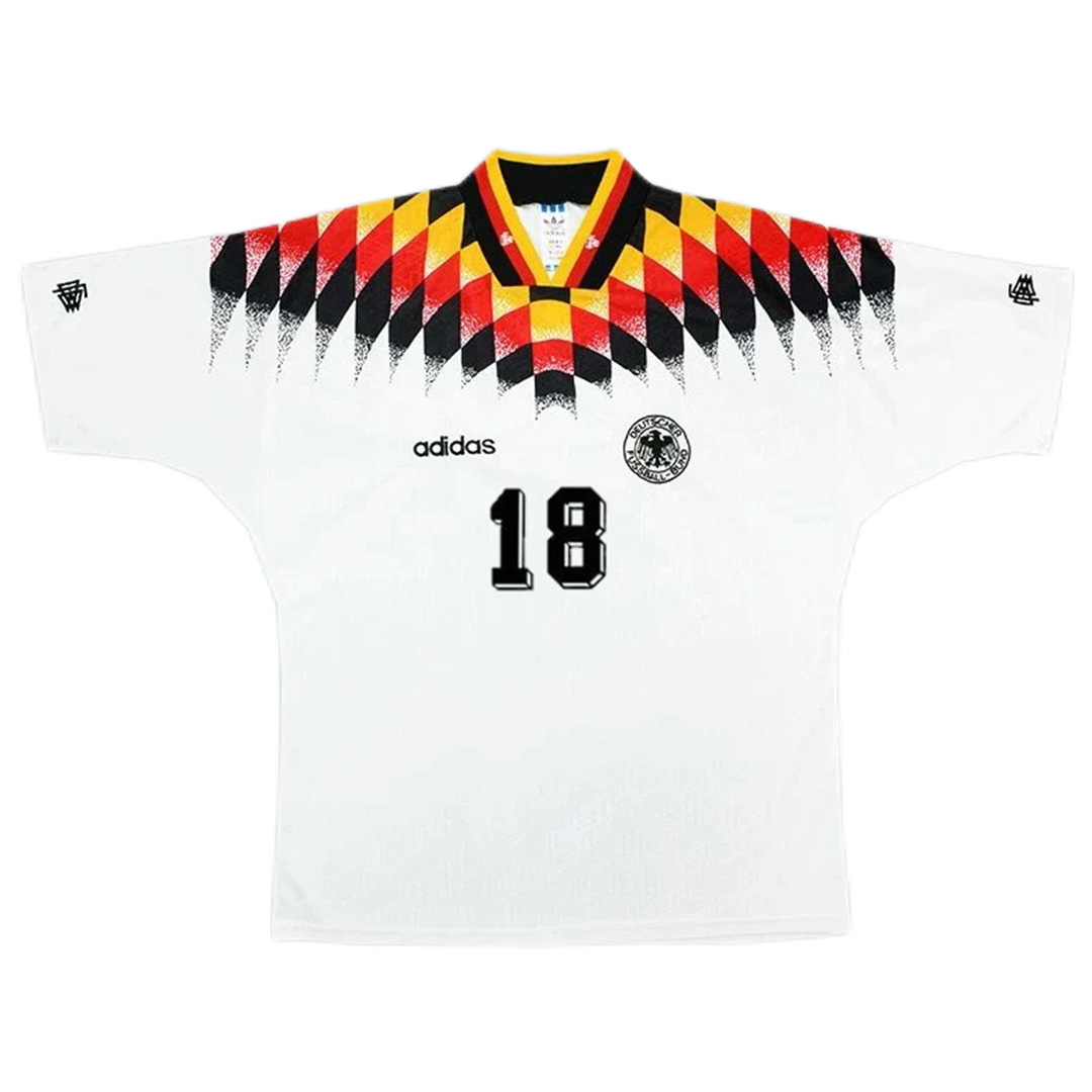 KLINSMANN #18 Retro Germany Jersey Home 1994 (back view)