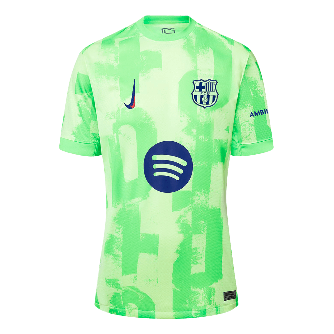 LAMINE YAMAL #19 Barcelona Spotify Logo Without Text Third Jersey - UCL Font 2024/25 (back view)