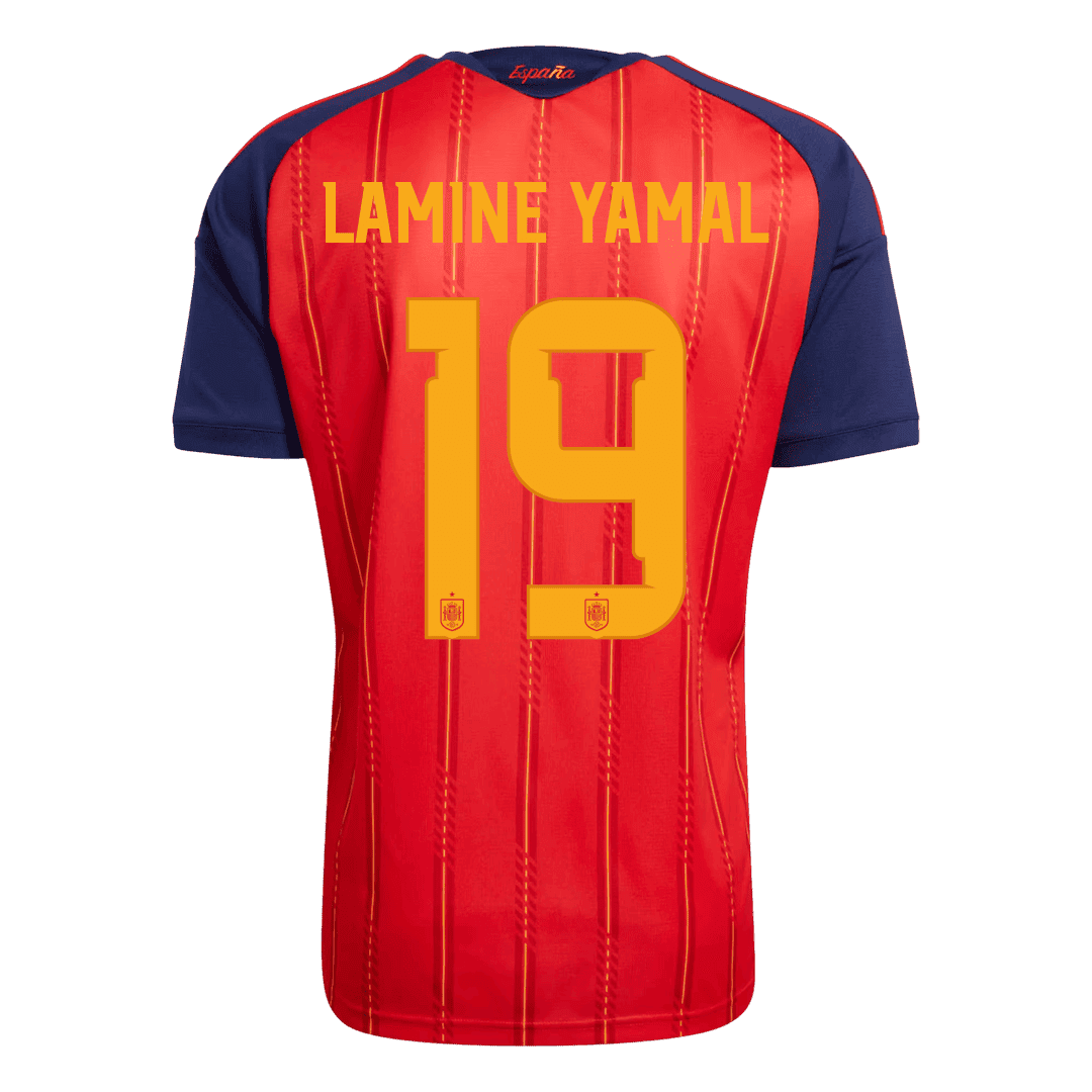 LAMINE YAMAL #19 Spain Home Winners 2 Star Match Jersey Player Version 2026 (back view)