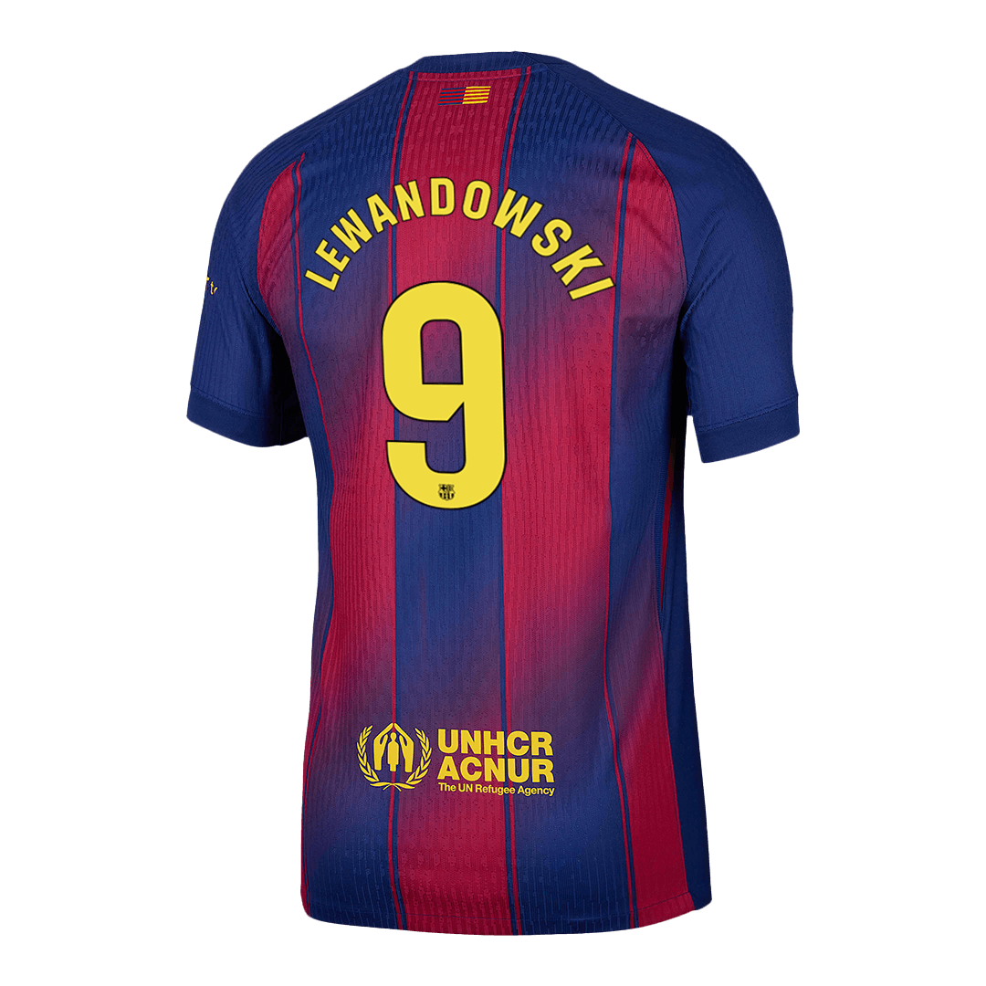 LEWANDOWSKI #9 Barcelona Home Match Jersey Player Version 2025/26 (back view)