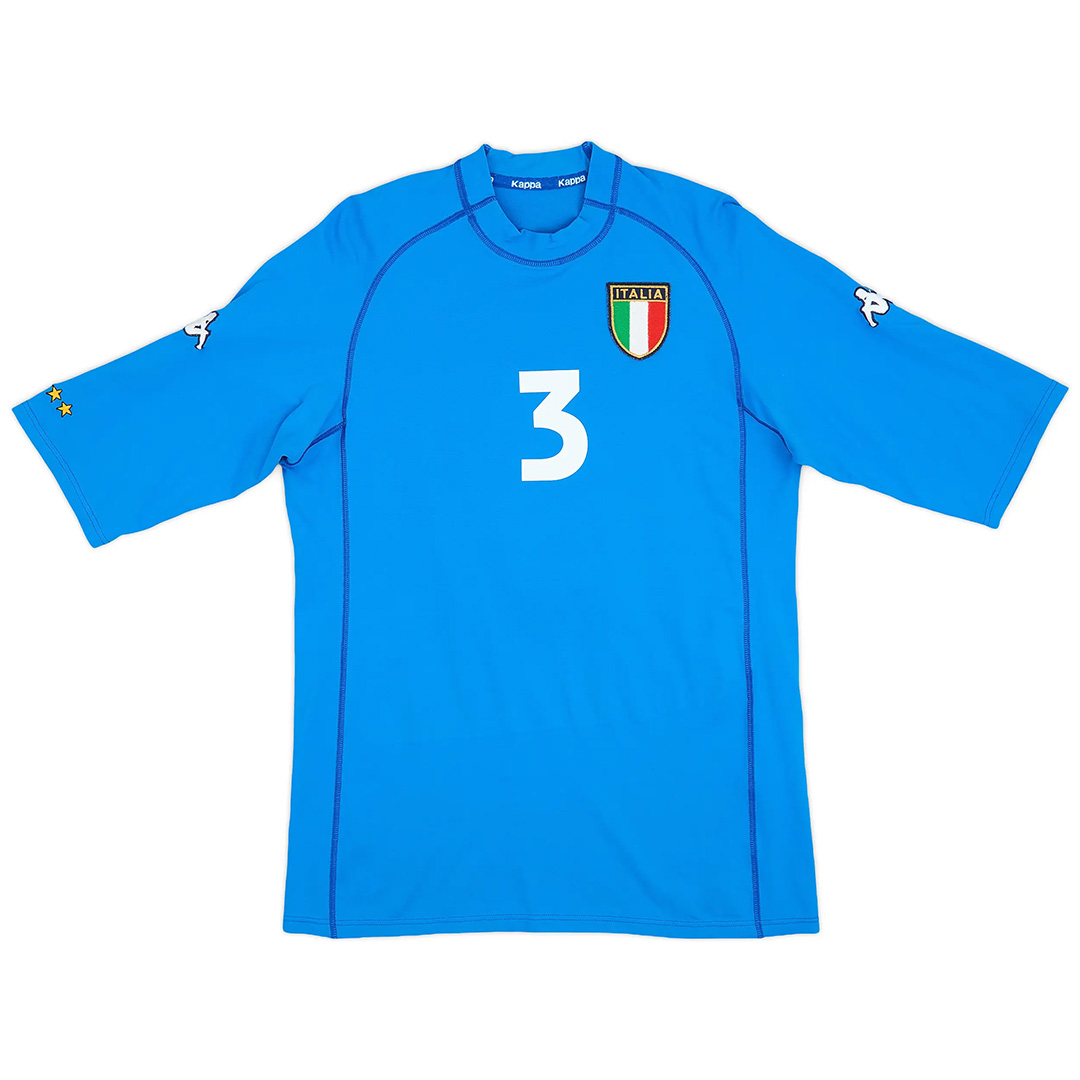 Maldini #3 Retro Italy Home Jersey Euro Cup 2000 (back view)