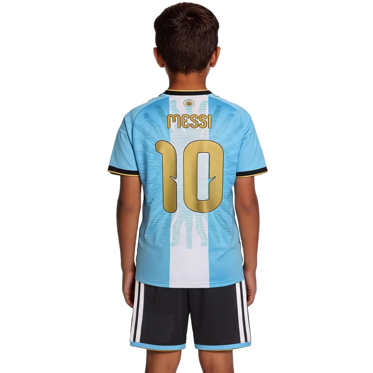 Messi #10 Kids Argentina x Messi Farewell Anniversary Jersey Kit 2026 (back view)