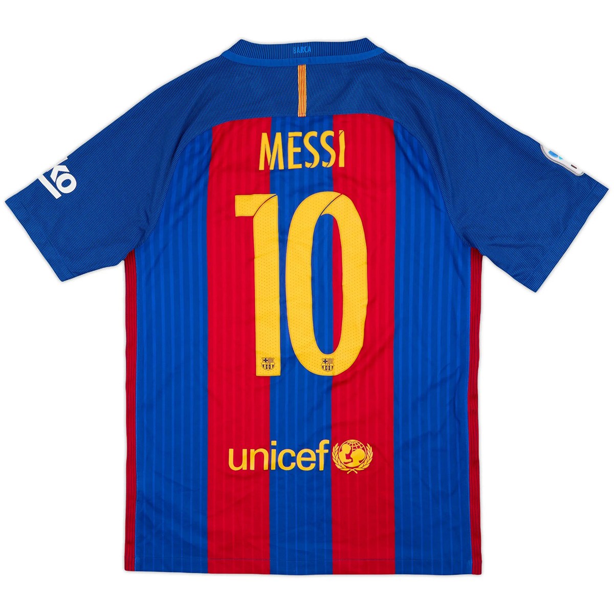 MESSI #10 Retro Barcelona Home Jersey 2016/17 (back view)