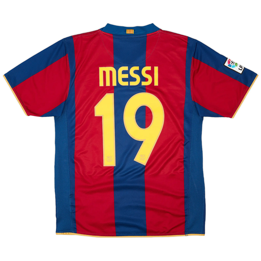 Messi #19 Retro Barcelona Home Jersey 50-Years Anniversary 2007/08